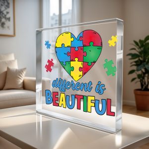 Ornamento decorativo quadrado em acrílico, 2D, peça única