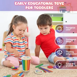 Brinquedo Montessori de Empilhamento e Classificação de Cores